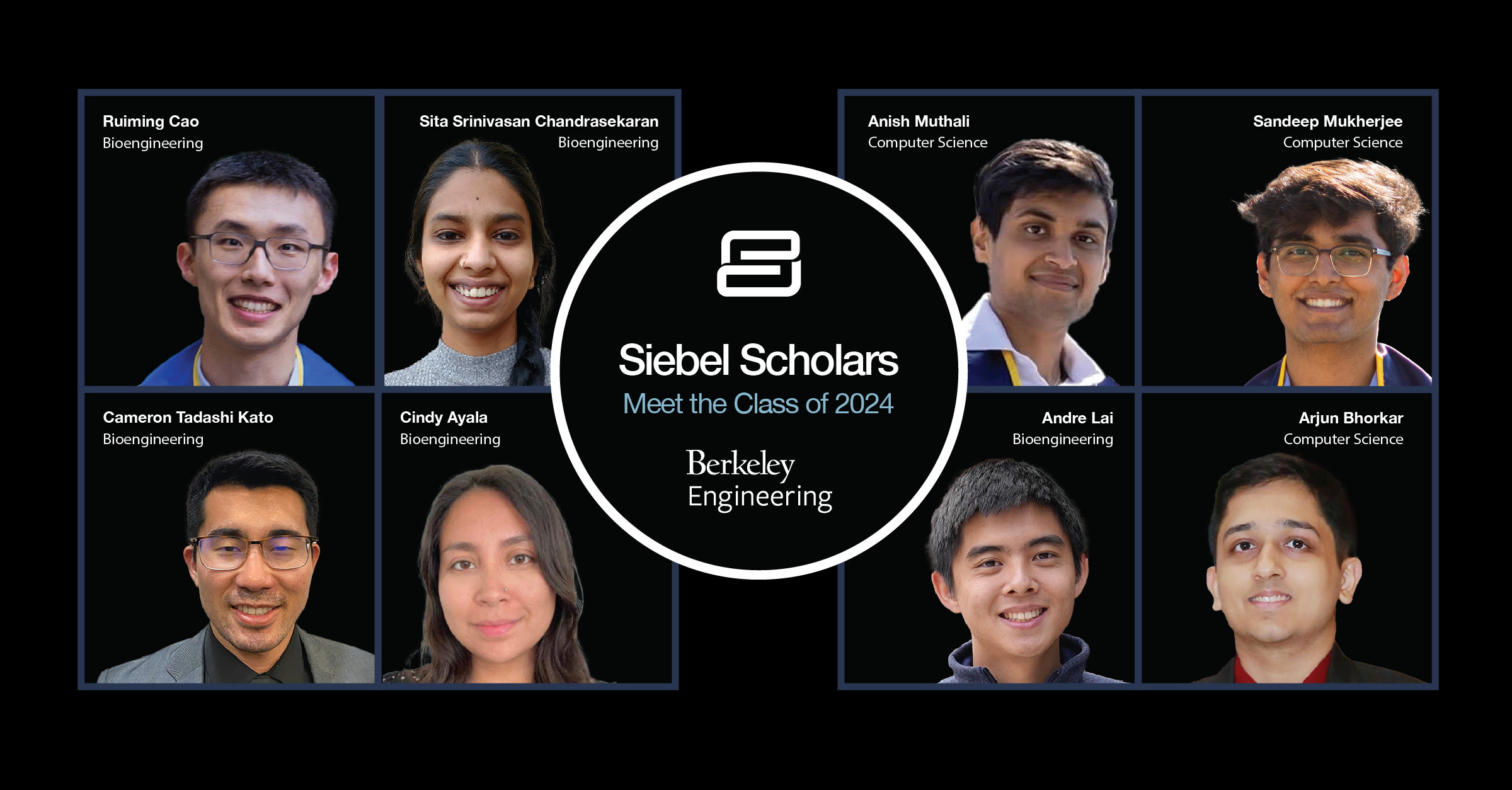 photo collage of all 8 uc Berkeley Siebel Scholars