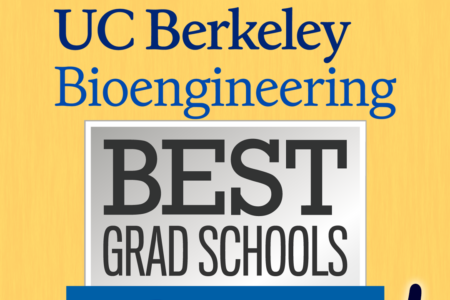 graphic collage of USNWR grad rankings shield, bioengineering logo, and text #4!